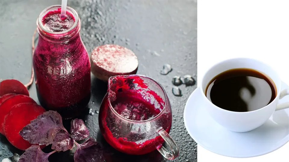 Rödbetsjuice och kaffe